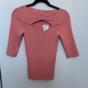 ESQUALO Coral Ribbed Knit Top